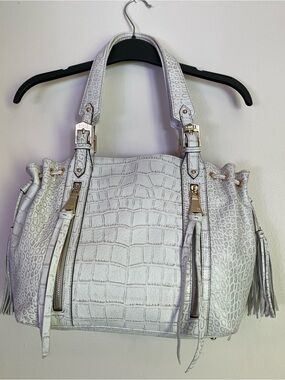 Aimee Kestenberg White Croc Leather Satchel Handbag